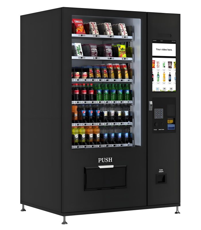 KOOLVending Refrigerated Snack and Drink Vending Machine with 60 Slots and 22 Inch Touch Screen with Bill and Coin Acceptor in Black (KM-VMRT-50-BC)