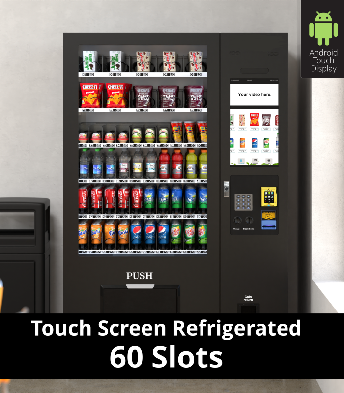 KOOLVending Refrigerated Snack and Drink Vending Machine with 60 Slots and 22 Inch Touch Screen in Black