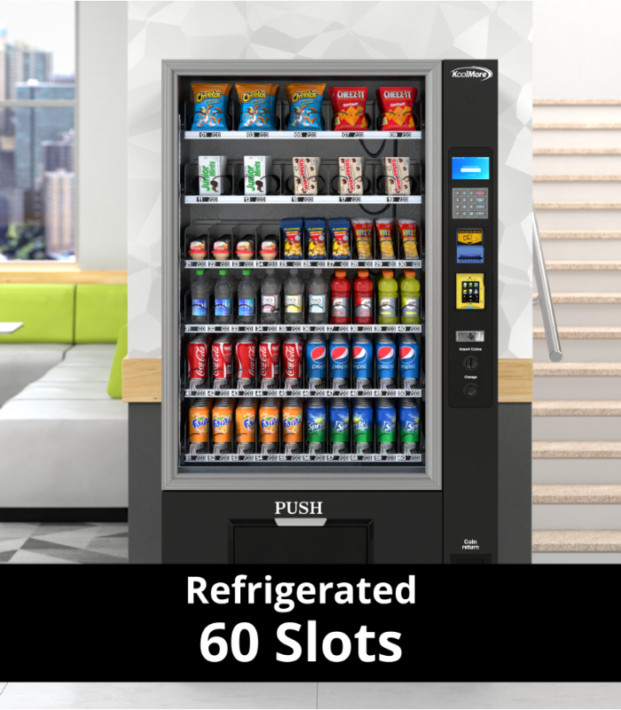 KOOLVending Refrigerated Snack and Drink Vending Machine with 60 Slots in Black