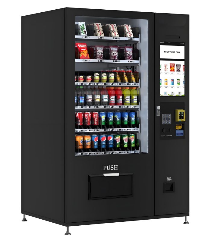 KOOLVending Refrigerated Snack and Drink Vending Machine with 60 Slots and 22 Inch Touch Screen With CC Reader and Bill Acceptor in Black (KM-VMRT-50-BR)